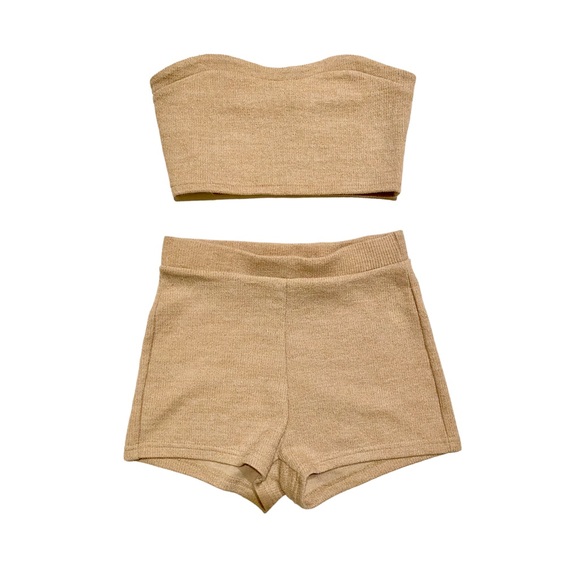 SHEIN Pants - [SHEIN] Knit Matching Tube Top & Short Set